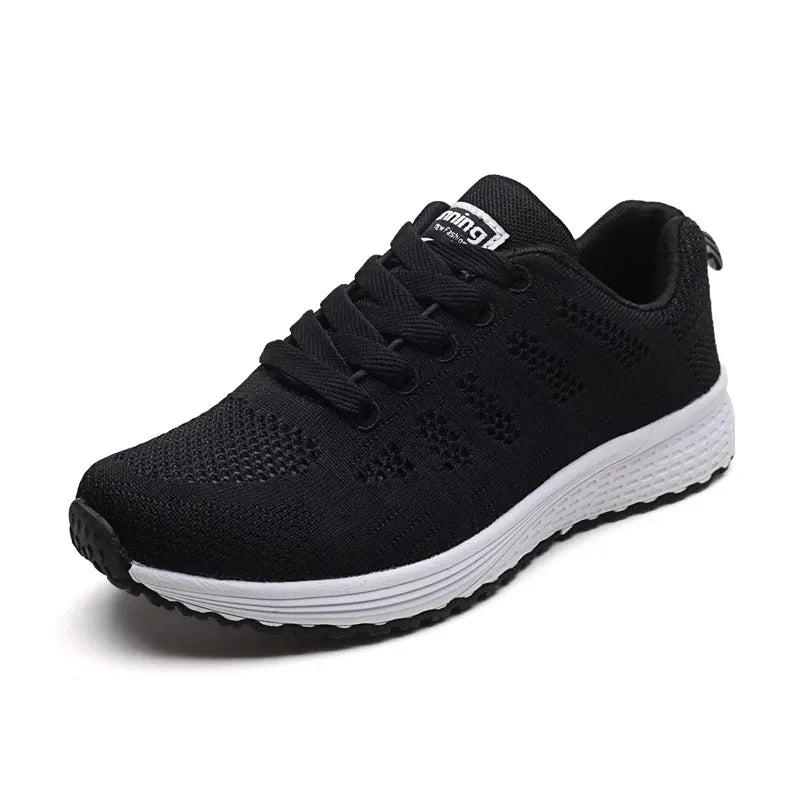 Mulheres Sapatos Casuais Moda Caminhada Respirável Malha Sapatos Planos Sneakers Mulheres 2021 Ginásio Vulcanizado Sapatos Branco Calçado Feminino