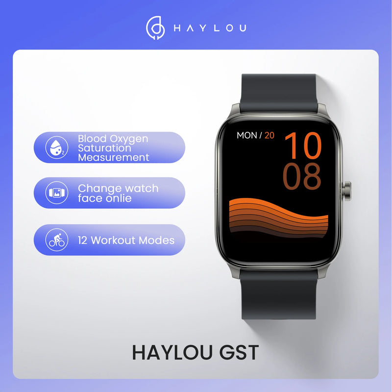 Haylou GST smart watch Men Women watch Bluetooth 5.0 Blood oxygen Heart Rate Sleep monitor 12 Sport Models 8 languages IP68