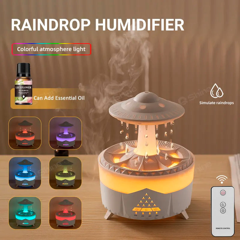 umidificador gotejamento de água com controle remoto umidificador chuva nuvem difusor cogumelo umidificador de ar com lâmpada chuva