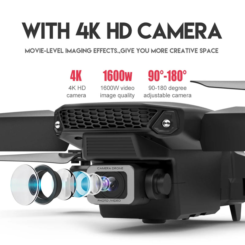 KDBFA 2023 Novo E88 Pro WIFI FPV Drone Grande Angular HD 4K 1080P Câmara Suporte de Altura RC Quadcopter Dobrável Dron Helicóptero Brinquedos Presente