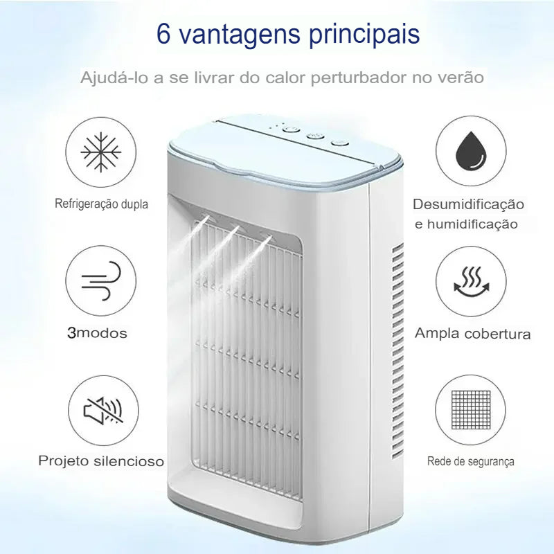 Mini ventilador elétrico spray água névoa portátil ar condicionado umidificador para casa