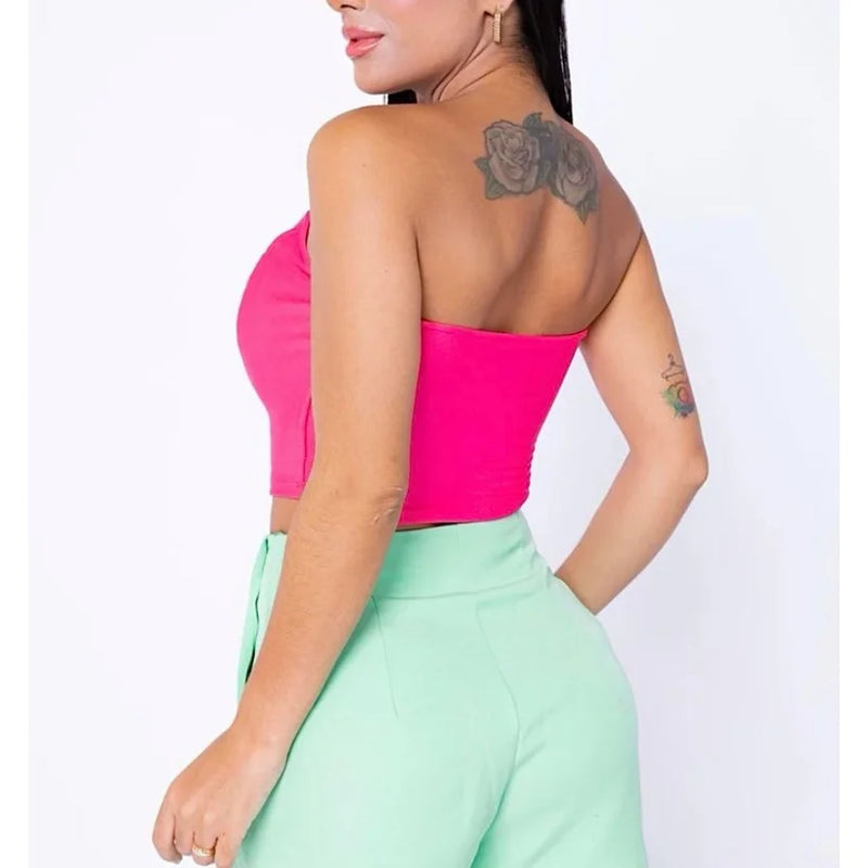 Blusa de corte com barbatana de suplex para mulher