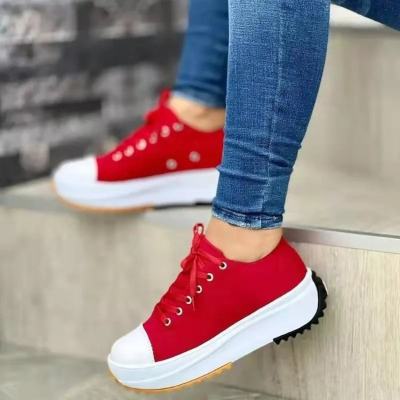 Nova Moda verão Mulheres Sapatos Casuais Mais Tamanho Sapatilhas Para Mulheres Plataforma Sapatos Desportivos Feminino Lace up Tênis Sapatos