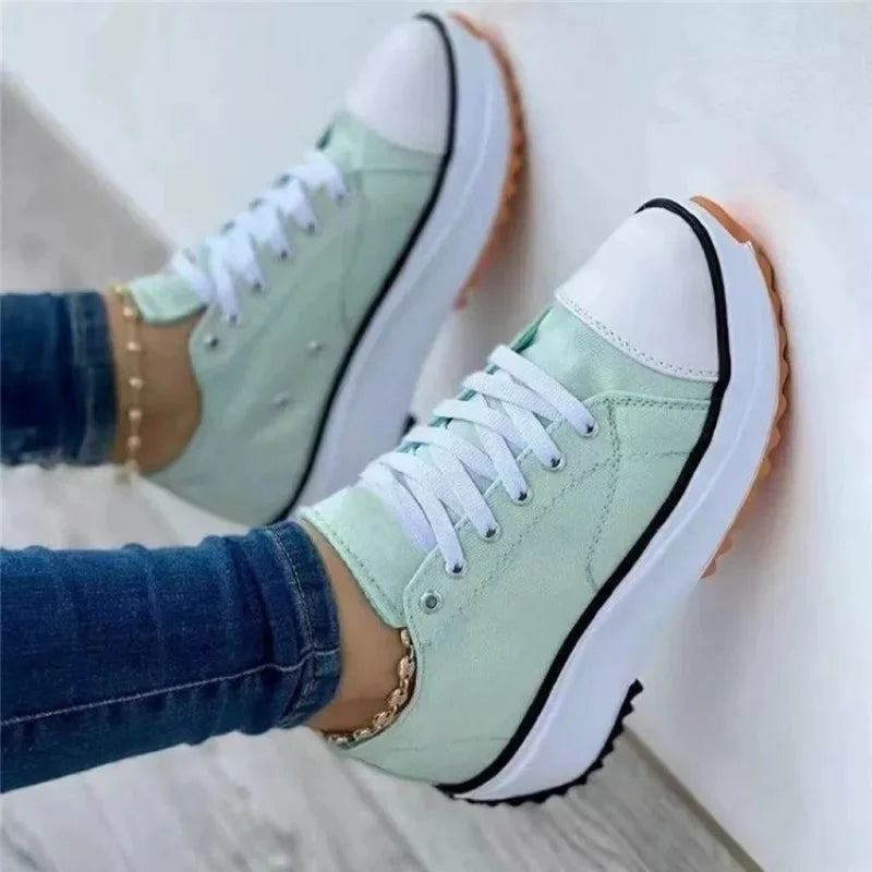 Nova Moda verão Mulheres Sapatos Casuais Mais Tamanho Sapatilhas Para Mulheres Plataforma Sapatos Desportivos Feminino Lace up Tênis Sapatos