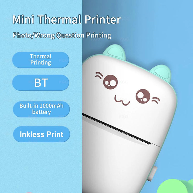 Portable Mini Thermal Printer Wirelessly BT 203dpi Photo Label Memo Wrong Question Printing With USB Cable Imprimante Portable