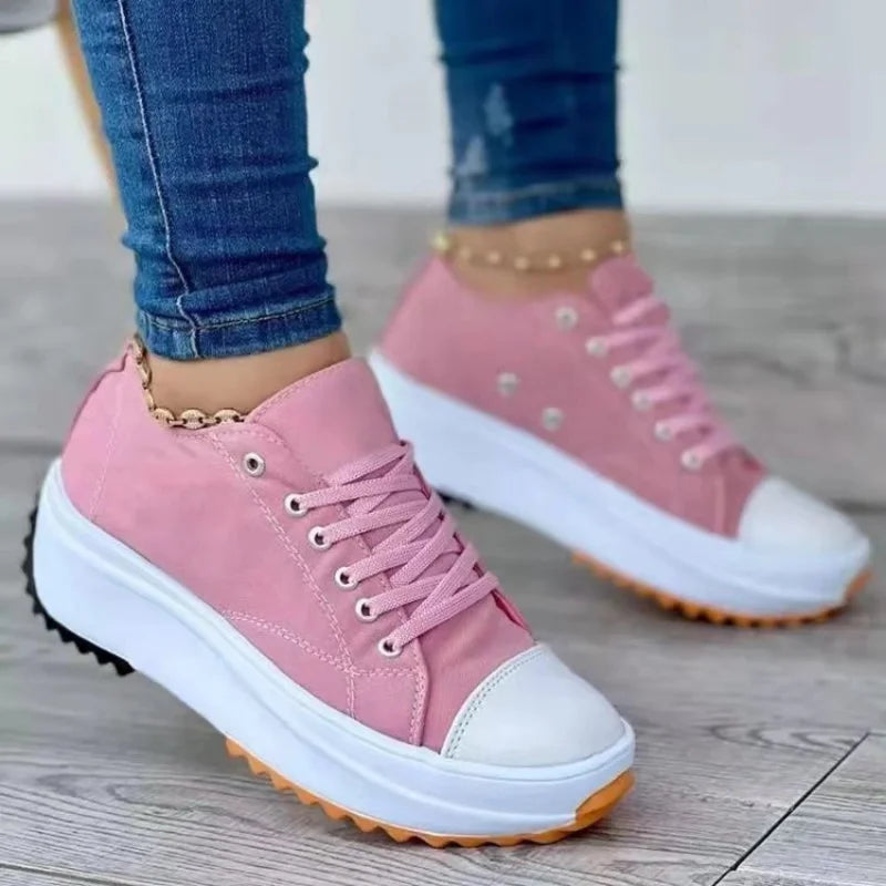 Nova Moda verão Mulheres Sapatos Casuais Mais Tamanho Sapatilhas Para Mulheres Plataforma Sapatos Desportivos Feminino Lace up Tênis Sapatos