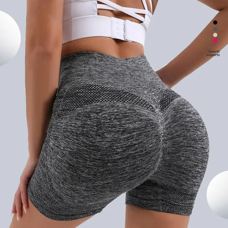 Shorts de treino de cintura alta para mulher Calças curtas de ioga para levantar o rabo e controlar a barriga