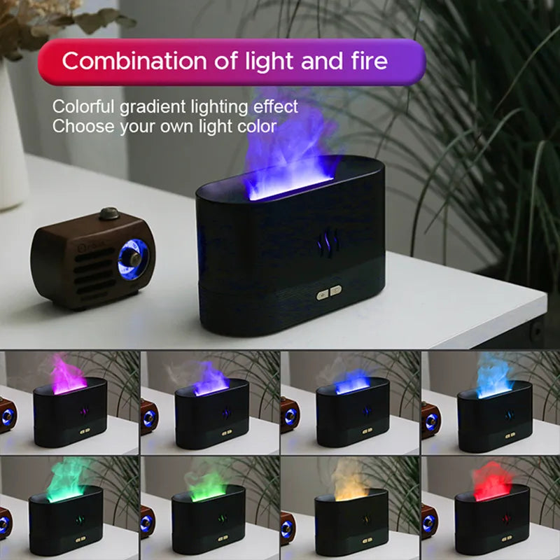 Kinscoter Difusor de Aroma Humidificador de Ar Ultrassónico Cool Mist Maker Fogger Led Essential Oil Flame Lamp Difusor