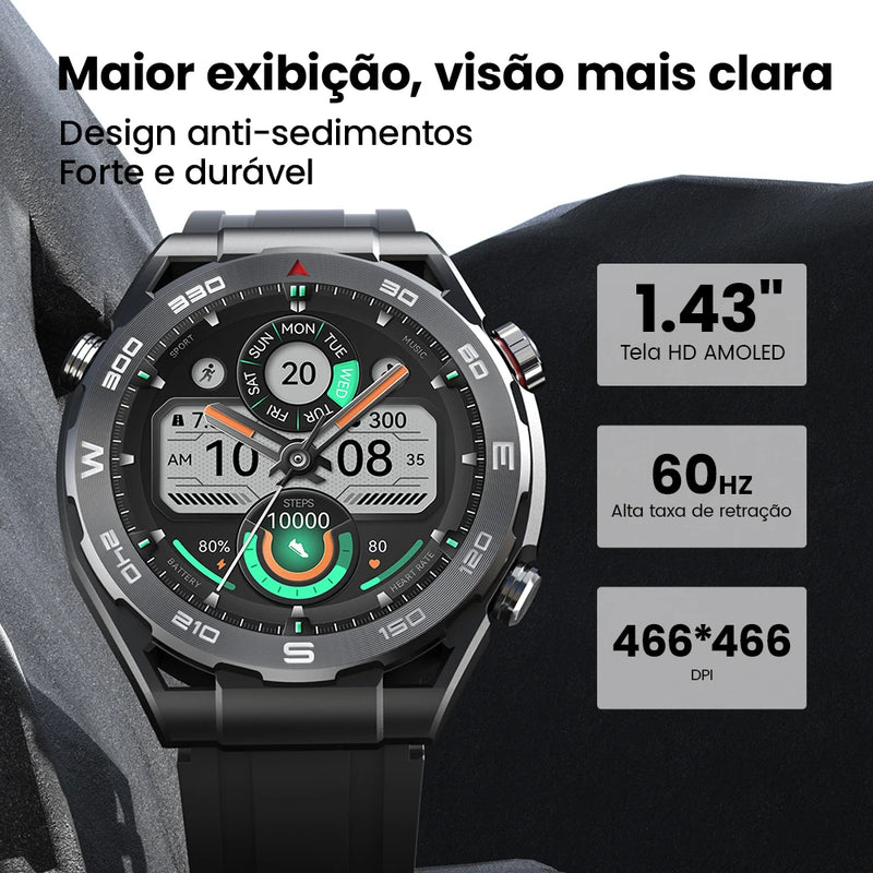 HAYLOU Watch R8 Smartwatch 1.43'' AMOLED HD Display Relógio inteligente Bluetooth Chamada e Assistente de Voz Relógio de resistência de grau militar