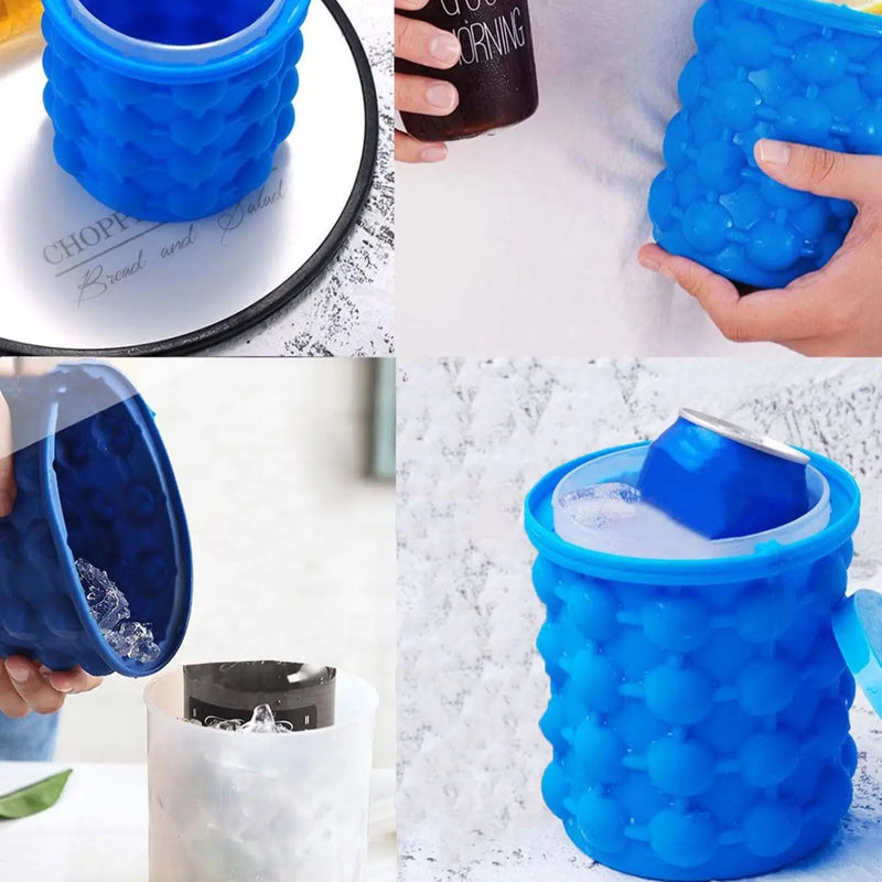 1pc-Silicone Ice Cube Maker Balde portátil Wine Ice Cooler Beer Cabinet Space Saving Kitchen Tools Drinking Whiskey Freeze