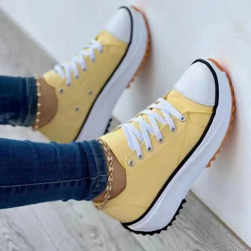 Nova Moda verão Mulheres Sapatos Casuais Mais Tamanho Sapatilhas Para Mulheres Plataforma Sapatos Desportivos Feminino Lace up Tênis Sapatos