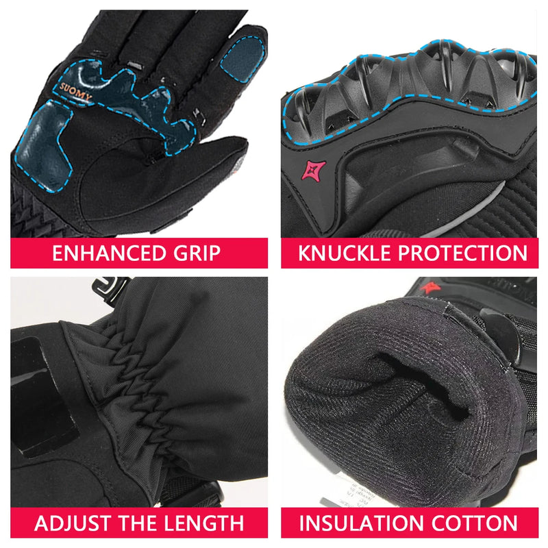 Luvas de motociclismo Luvas à prova de vento à prova de água Guantes Moto Homens Luvas de motociclismo Luvas de Moto Motocross com ecrã tátil inverno