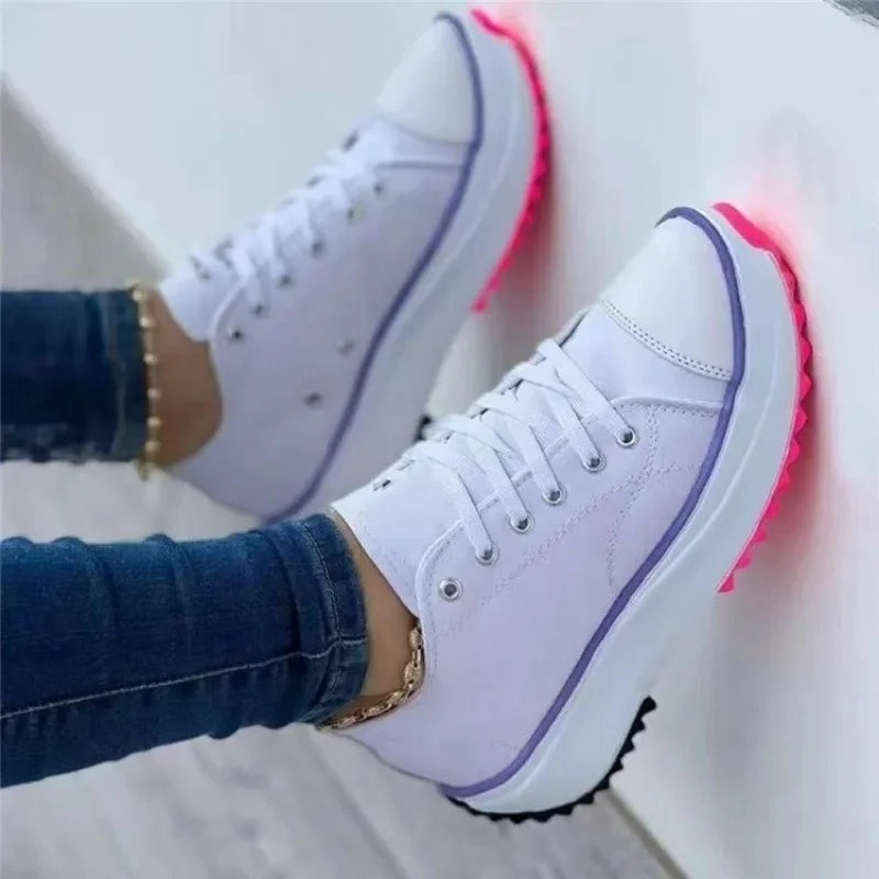 Nova Moda verão Mulheres Sapatos Casuais Mais Tamanho Sapatilhas Para Mulheres Plataforma Sapatos Desportivos Feminino Lace up Tênis Sapatos