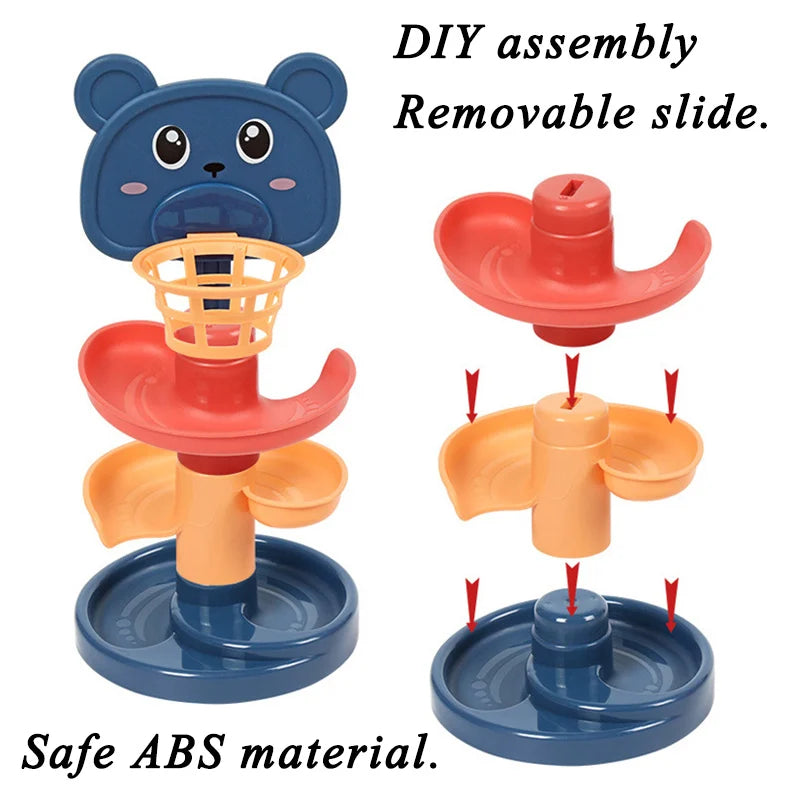 Brinquedo educativo precoce para bebés Pista rotativa Brinquedo de empilhar para crianças