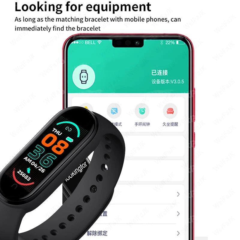 M6 Smart Watch Homens Mulheres Fitness Pulseira Desportiva Pulseira Desportiva Monitor de Pressão Arterial à Prova de Água Relógios Multifunções