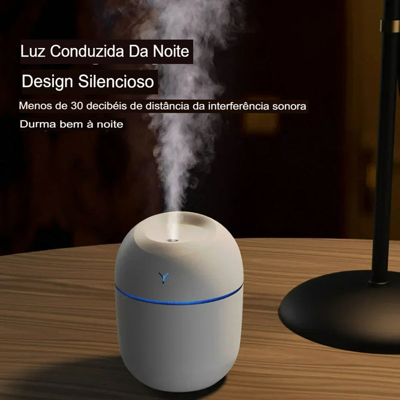 Mini humidificador de ar Luz romântica Difusor de óleo essencial USB Purificador para automóvel com luz LED Pulverizador de névoa de aniões aromáticos