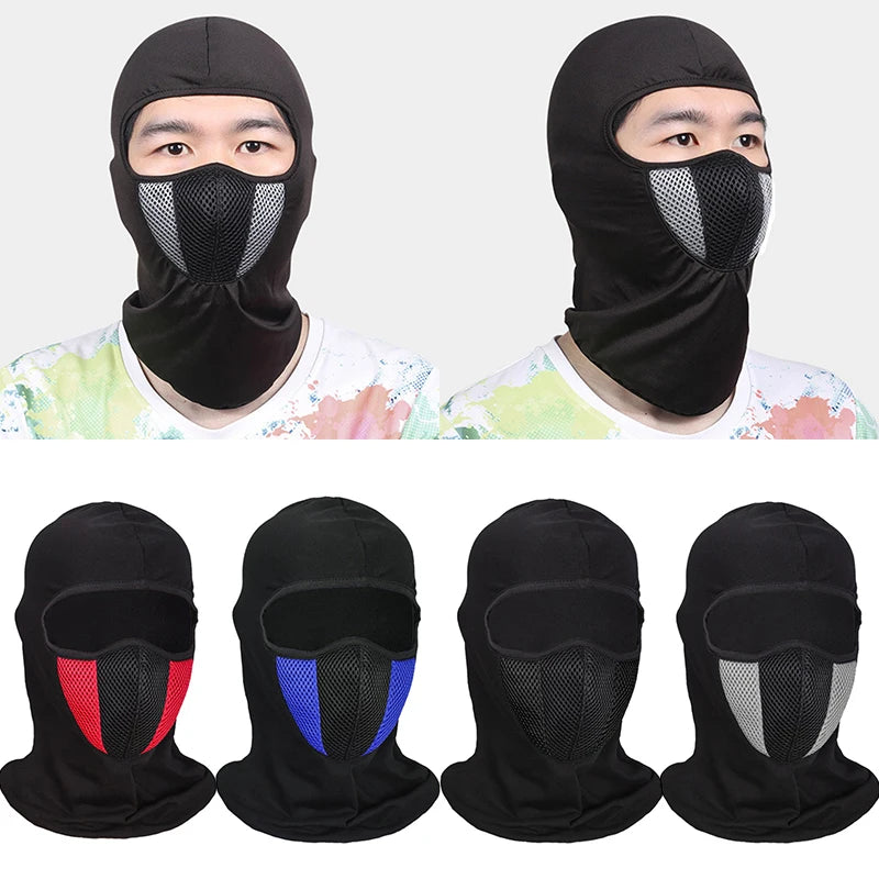 Balaclava respirável para motociclos Máscaras faciais completas Boné Skullies Chapéu Motocross Capacete de motociclos Moto Equitação Pescoço Capuz Moto Máscara