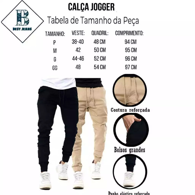 Calças Jogger Masculina com punho Premium qualidade moda homem Estiloso