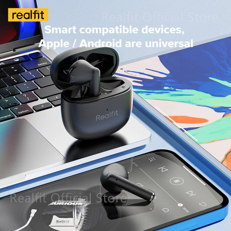 Realfit F1 TWS Fone De Ouvido Bluetooth De Boa Qualidade Sonora Mini Earbuds Sem Fio Mate Com Microfone